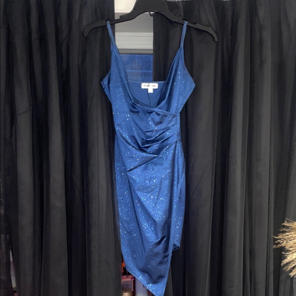Emerald Sundae Asymmetrical Blue Glitter Dress